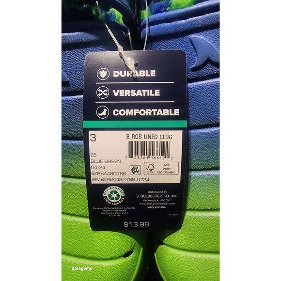 Rugged Shark Toddler & Big Boys Casual Lined Clogs blue-green. Size 5 - Picture 6 of 6